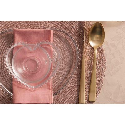Conjunto 04 Xícaras De Chá De Cristal 180ml Com Pires Coração Pearl Wolff