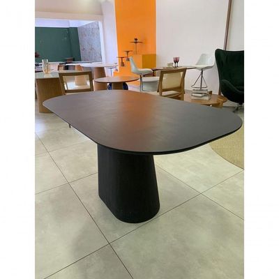 Mesa De Jantar Retangular Em Madeira ébano Preta