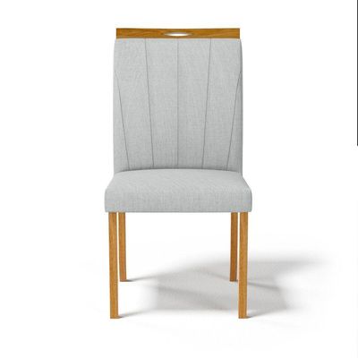 Kit Com 6 Cadeiras Aurora Madeira Maciça Estofadas Para Mesa De Jantar Linho Cinza 407