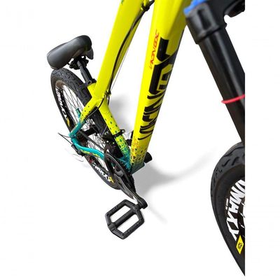 Bicicleta aro26 VikingxTuffX44 Câmbios Shimano 21v Freio Hidráulico Freeride Pneu Flame AmareloVerde