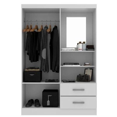 Guarda Roupa Capelinha Solteiro 2 Portas 2 Gavetas Premium - Branco Branco