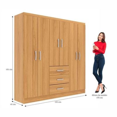 Guarda Roupa Casal Sevilha 6 Portas 3 Gavetas - Cinnamomo Cinnamomo