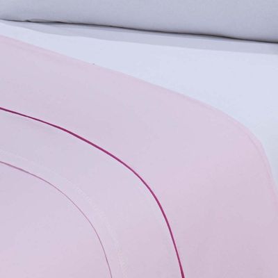 Jogo De Cama 100% Algodão Percal 150 Fios Solteiro Gran Moratta 3 Peças - Branco E Rosa
