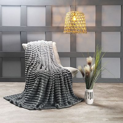 Cobertor Manta Tuffy Ultrasoft Flannel Queen 2,40m x 2,20m Degradê 01 Peça - Grafito Cinza