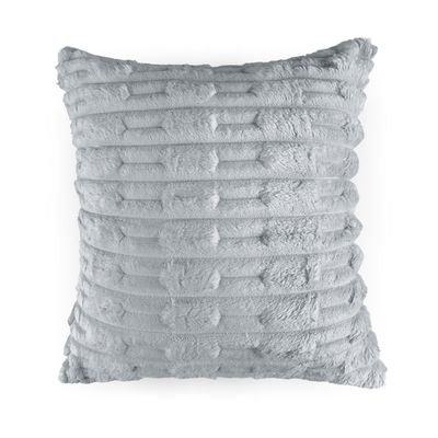 Kit 2 Capas de Almofada Polar Manta Ultrasoft com Ziper Decorativa Sofá Sala Quarto Cinza Platina