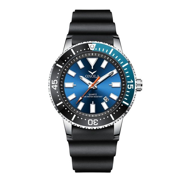 Relógio de Quartzo Impermeável de Borracha Masculino tamanho unico / Prata azul