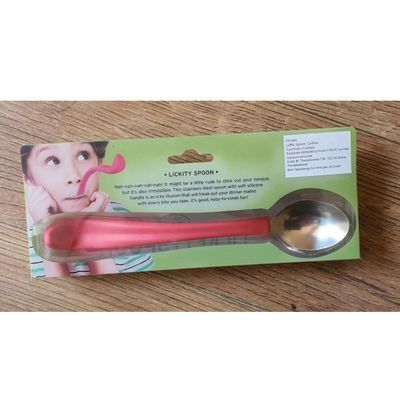Colher Sobremesa Infantil Língua Divertida - Aço Inox e Silicone - LicketySpoon