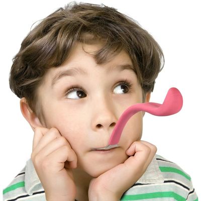Colher Sobremesa Infantil Língua Divertida - Aço Inox e Silicone - LicketySpoon