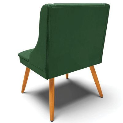 Kit 3 Cadeiras Decorativas Sala de Jantar Pés Palito de Madeira Firenze Veludo Verde/Natural G19 - Gran Belo