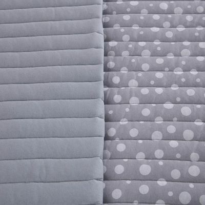 Kit Cobre Leito Colcha Polly King 3 Peças Malha 100% Algodão Estampa Bolinhas - Cinza