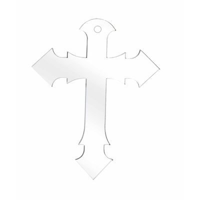 Traceease Cruz 7,6 cm com Furo em Acrílico Transparente para Pingentes de Chaveiro - Pacote com 25, Espessura 3 mm - IO Transparente