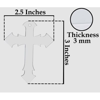 Traceease Cruz 7,6 cm com Furo em Acrílico Transparente para Pingentes de Chaveiro - Pacote com 25, Espessura 3 mm - IO Transparente