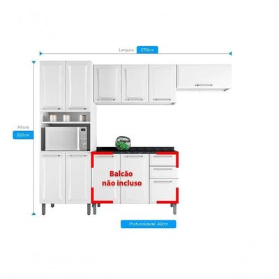 Cozinha Completa Branca Em Aço 3 Peças Tarsila Com Espaço Para Forno