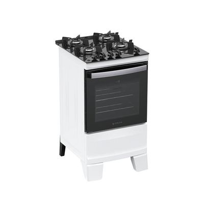 Fogão 4 Bocas Atlas Agile Up Glass Automático Mesa De Vidro Branco Bivolt