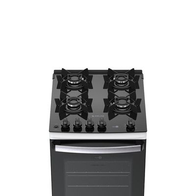 Fogão 4 Bocas Atlas Agile Up Glass Automático Mesa De Vidro Branco Bivolt