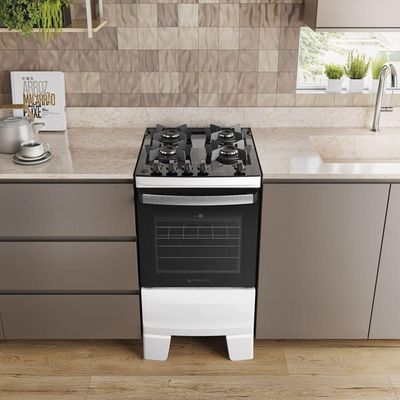 Fogão 4 Bocas Atlas Agile Up Glass Automático Mesa De Vidro Branco Bivolt