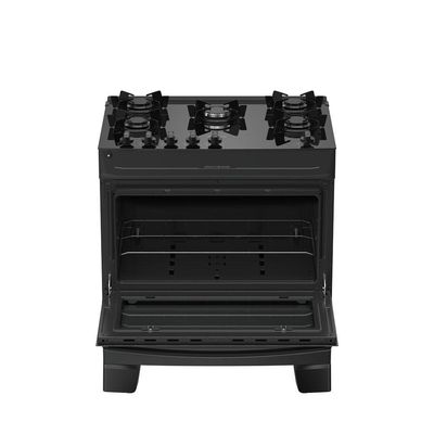 Fogão 5 Bocas Atlas Mônaco Top Glass Automático Mesa De Vidro Preto Bivolt