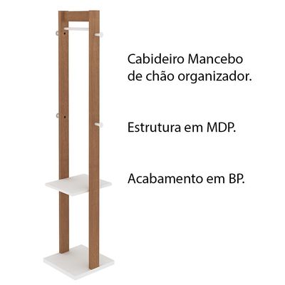 Cabideiro Grande para Quarto Sala de Estar AZ1019 MDP Amendoa/Branco - Gran Belo