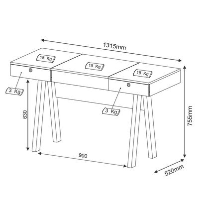 Penteadeira para Quarto Decorativa PE2002 MPD Branco - Gran Belo