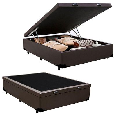 Cama Box Baú Casal Sintético + Colchão De Espuma D33 - Sereneprime - 138cm Marrom