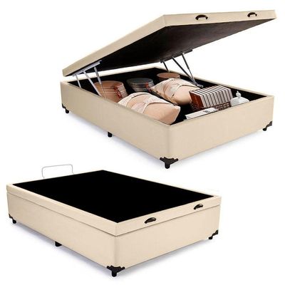 Cama Box Baú Casal Sintético + Colchão De Espuma D33 - Sereneprime - 138cm Bege
