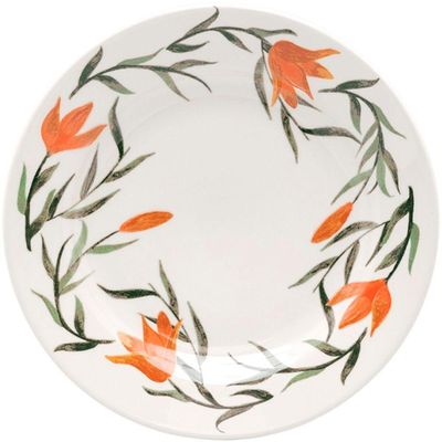 Kit Jogo Prato Sobremesa Lanche 8 Pessoas 8 Peças Lírios 18cm