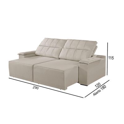 Sofá 5 Lugares Retrátil E Reclinável Martins M-182 Veludo Creme