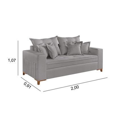 Sofá Martins M-205 Linho 200cm Living Estofados Martins Linho Cinza