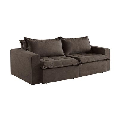 Sofá Cama 4 Lugares Retrátil Reclinável M-184 Veludo Martins Marrom