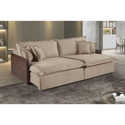 Sofá Martins M-160 Linho 2 Módulos De 80cm Estofados Martins Linho Bege Mesclado