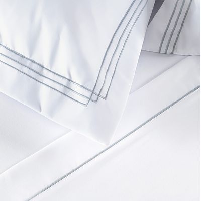 Jogo Cama Lençol Trivio Casal 400 Fios Bordado Fronhas Aba Americana 4 Peças Branco