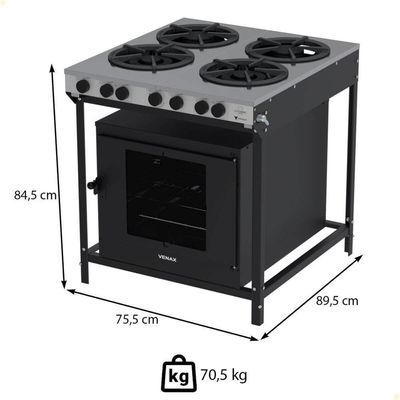 Fogão Industrial Venax Gás 4 Bocas Mesa Em Inox Ffi 430-2 Gourmet 16418