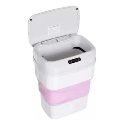 Lixeira Inteligente Automática Dobrável Com Sensor De Movimento Higiênica - Rosa