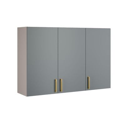 Armário Aéreo De Cozinha Fendi E Gris 3 Portas Essence