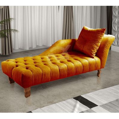 Divã Chesterfield Anna Recamier 160Cm Via Veludo Cobre Lado Direito