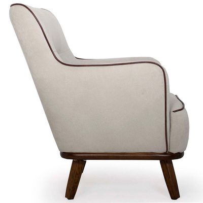 Poltrona Para Sala Isabella Base Castanho Suede Tramado Cinza - Nexta Casa
