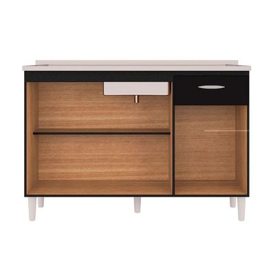 Balcão Poquema Para Cuba 3 Portas 1 Gaveta Preto