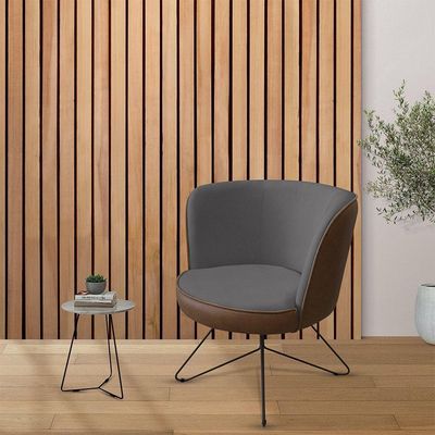 Poltrona Decorativa Chiara Base Orby Corano Marrom/velosuede Cinza Escuro - Nexta Casa