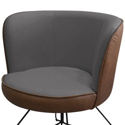 Poltrona Decorativa Chiara Base Orby Corano Marrom/velosuede Cinza Escuro - Nexta Casa