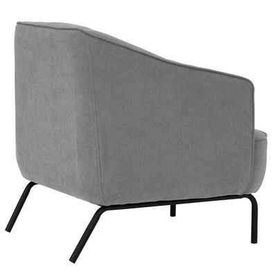 Poltrona Decorativa Base Aço Preto Germany Bouclé Cinza Claro - Nexta Casa