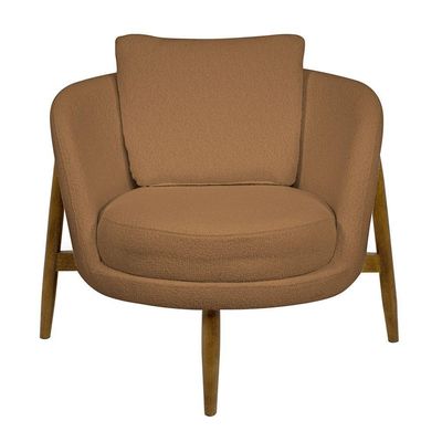 Poltrona Decorativa Austin Base Madeira Bouclé Terracota - Nexta Casa