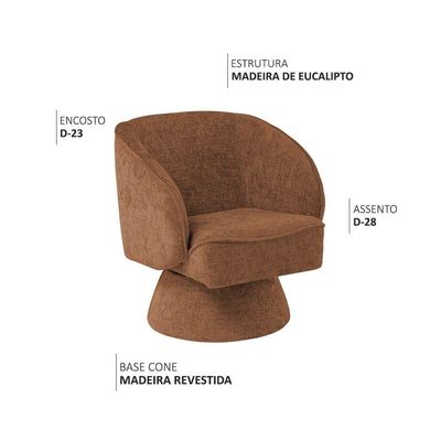 Poltrona Decorativa Agnes Base Fixa Linhão Aveludado Terracota - Nexta Casa
