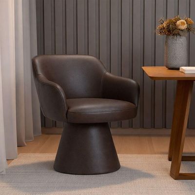Cadeira De Mesa De Jantar Jade Base Cone Giratória Corano Café - Nexta Casa