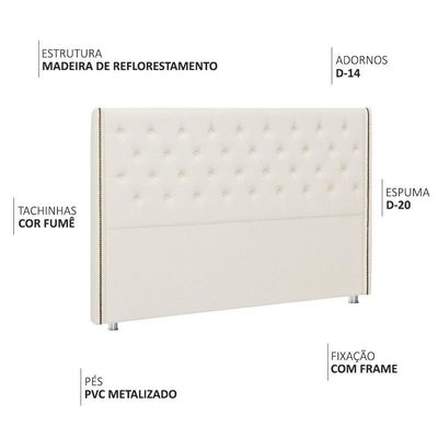 Cabeceira Casal Queen 160 Cm Flora Bouclé Off White - Nexta Casa