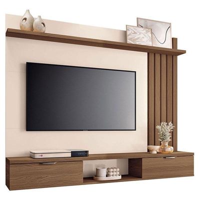 Painel Para Tv Lets Castanho Off White - Hb Móveis