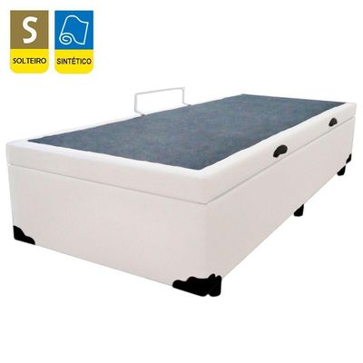 Cama Box Baú Solteiro Sintético + Colchão De Espuma D33 - - 88cm Branco