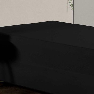 Jogo De Cama Solteiro Nobre 2 Peças Luva De Box 55cm De Altura Malha 100% Algodão - Preto