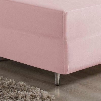 Jogo De Cama King Nobre 3 Peças Luva De Box 55cm De Altura Malha 100% Algodão - Rosa