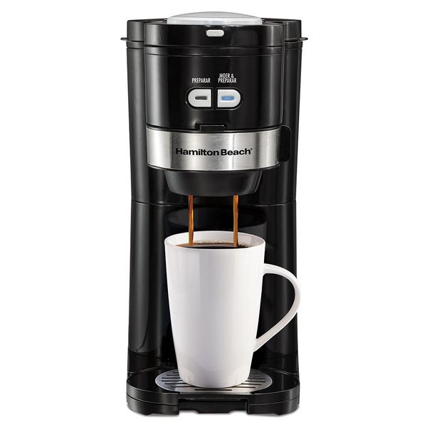 CAFETEIRA HAMILTON BEACH ELÉTRICA INDIVIDUAL COM MOEDOR PRETA/PRATA 127V 49989-BZ127