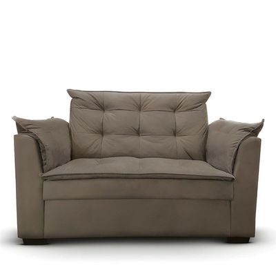Sofá 2 Lugares Para Sala Moderno Confortável Elegance Suede Bege Escuro